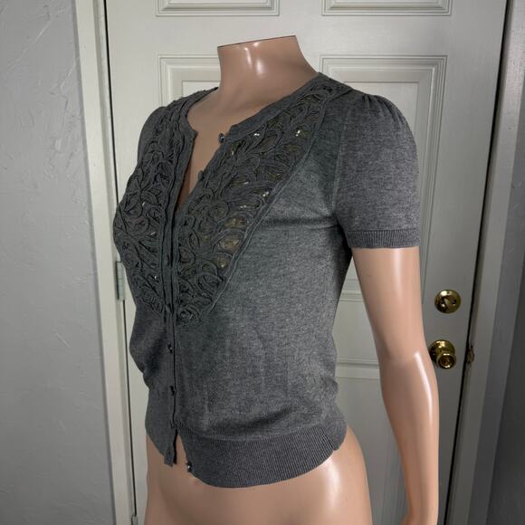 Vintage Y2K Forever 21 Women's sweater S Sequin Crop Cardigan Knit S/S JJ8 - Picture 3 of 7